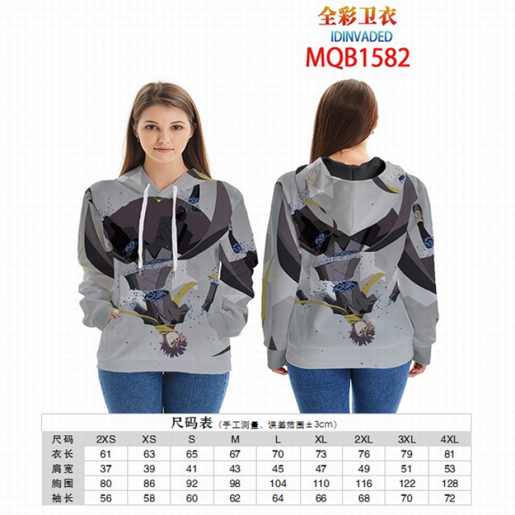 Idinvaded Full color zipper hooded Patch pocket Coat Hoodie 9 sizes from XXS to 4XL MQB1582