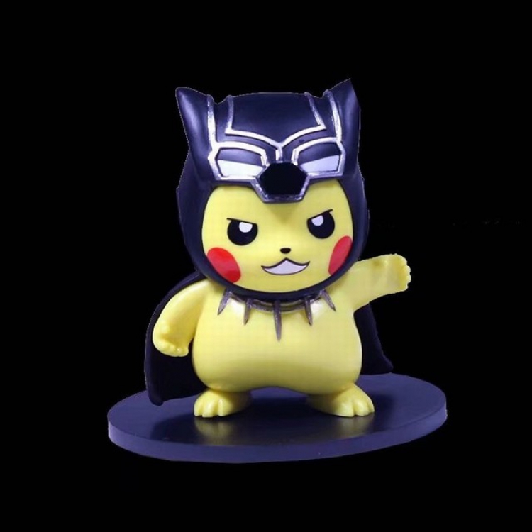 Pokemon Pikachu Cosplay Black Panther Boxed Figure Decoration Model 10CM 150G Color box size:12X12X10CM