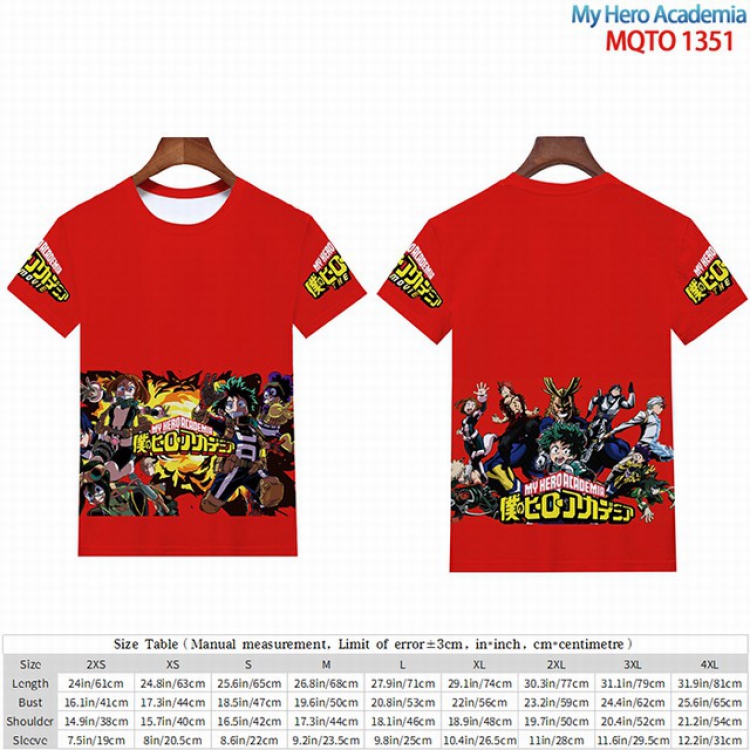 My Hero Academia Full color short sleeve t-shirt 9 sizes from 2XS to 4XL MQTO-1351