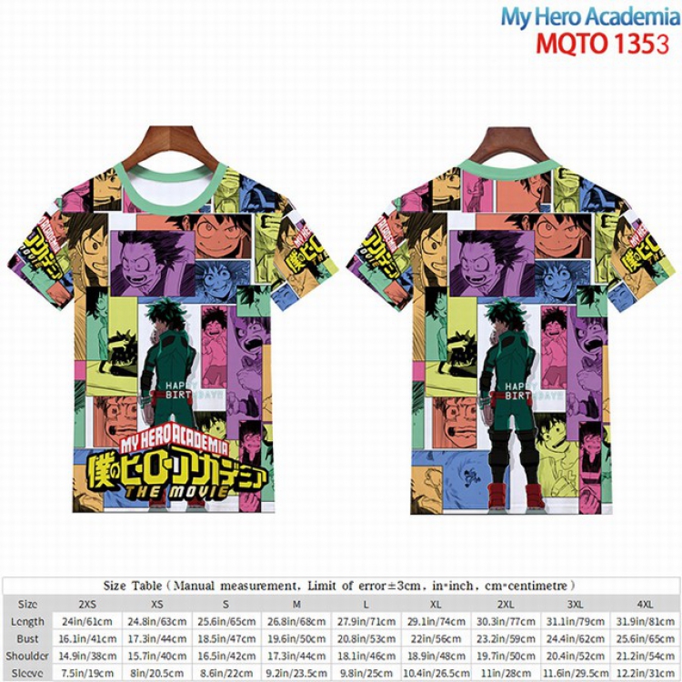 My Hero Academia Full color short sleeve t-shirt 9 sizes from 2XS to 4XL MQTO-1353