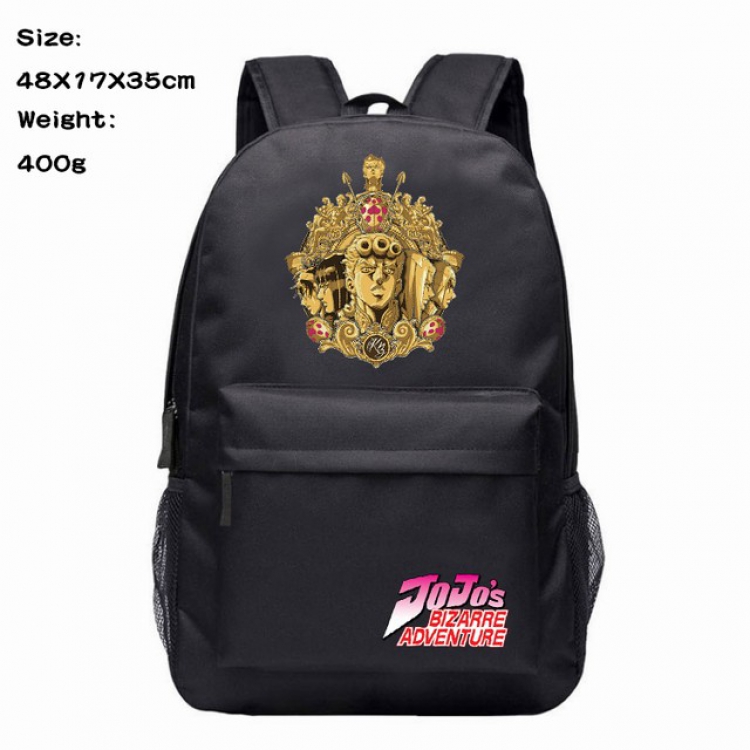 JoJos Bizarre Adventure Giorno Giovanna  Anime 600D Canvas Backpack Waterproof School Bag 48X17X35CM 400G