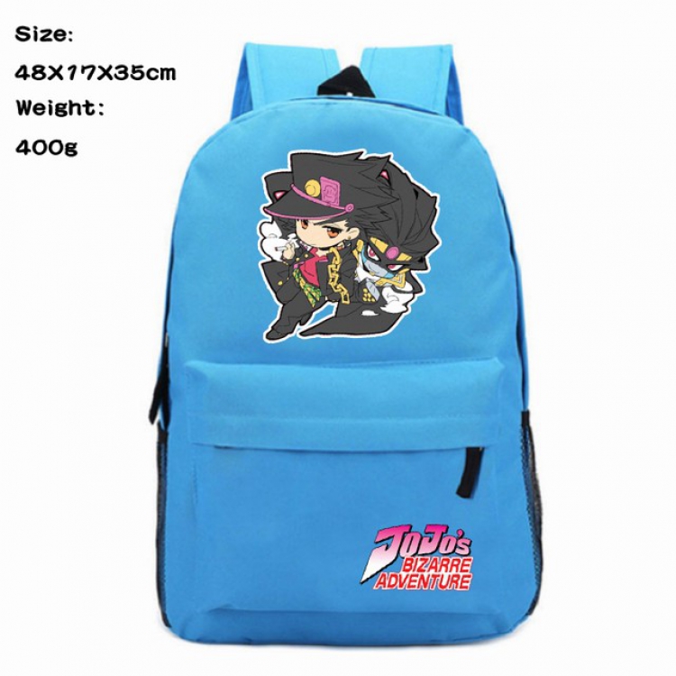 JoJos Bizarre Adventure Kujo Jotaro blue Anime 600D Canvas Backpack Waterproof School Bag 48X17X35CM 400G