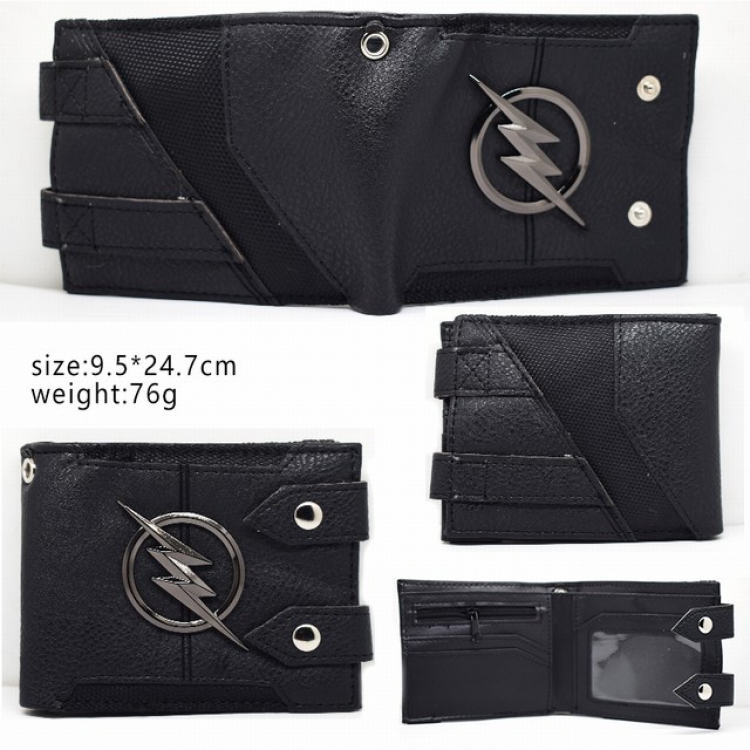 The Flash Black Metal logo embroidered button wallet 9.5X23.5CM 76G