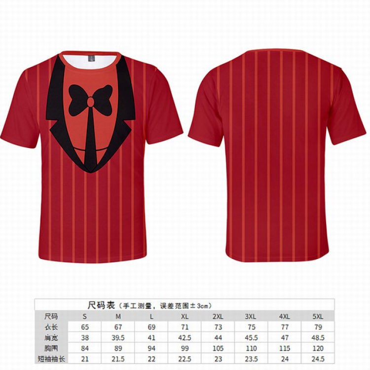 Hazbin Hotel Red Full color printed short-sleeved T-shirt 8 sizes from S to 5XL price for 2 pcs