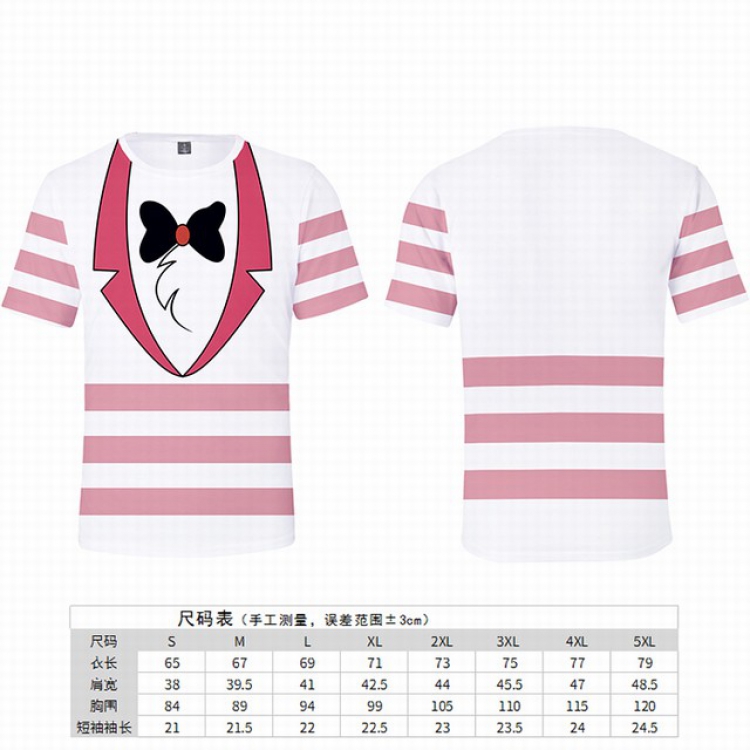 Hazbin Hotel Pink stripes Full color printed short-sleeved T-shirt 8 sizes from S to 5XL price for 2 pcs