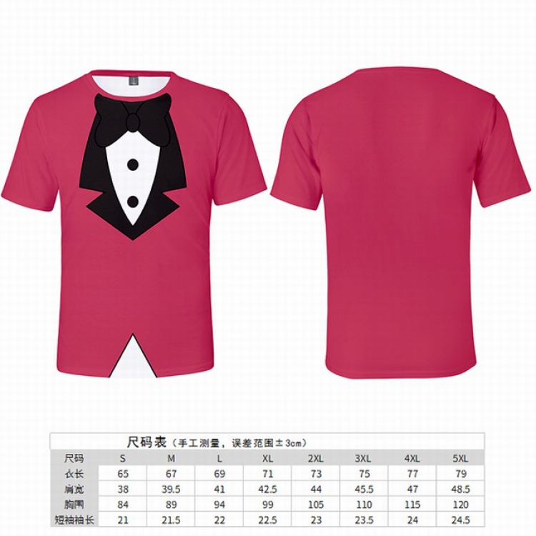 Hazbin Hotel Pink Full color printed short-sleeved T-shirt 8 sizes from S to 5XL price for 2 pcs