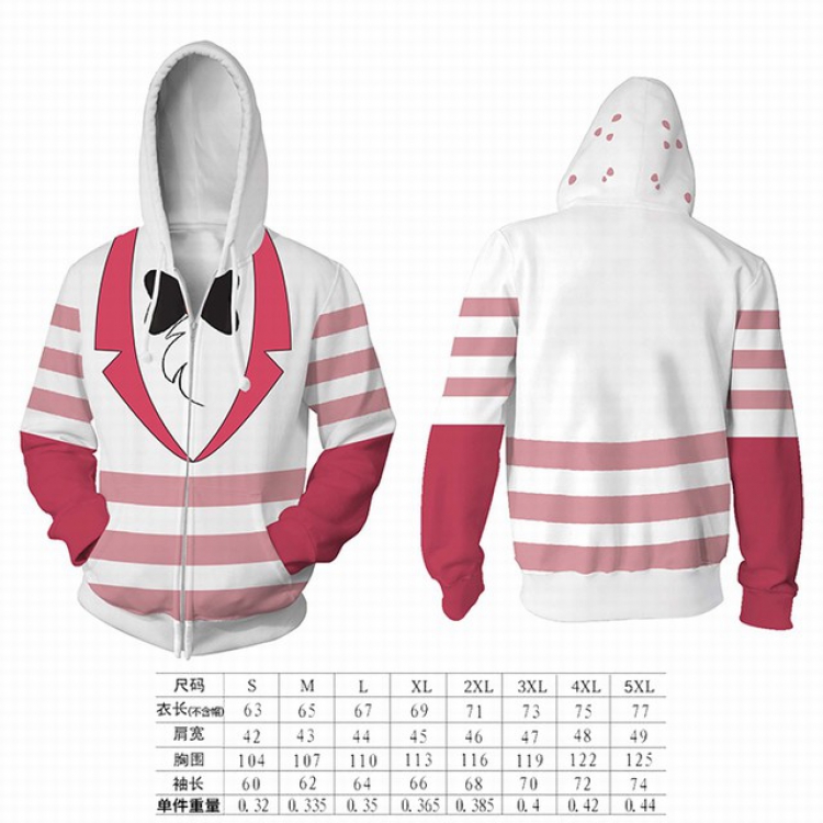 Hazbin Hotel pink stripes hooded zipper sweater coat S M L XL 2XL 3XL 4XL 5XL price for 2 pcs preorder 3 days