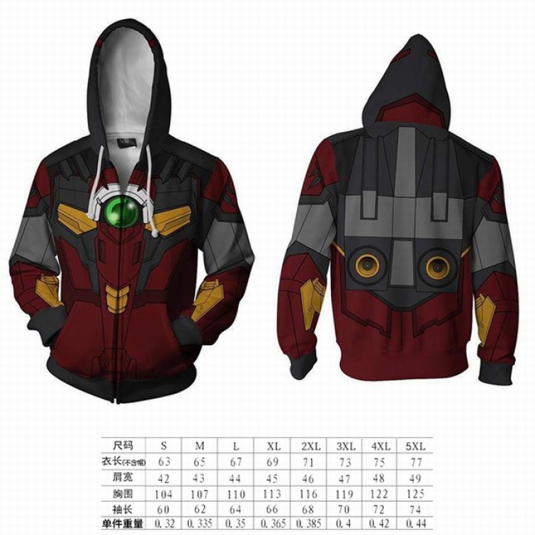 Gundam hooded zipper sweater coat S M L XL 2XL 3XL 4XL 5XL price for 2 pcs preorder 3 days GD-11