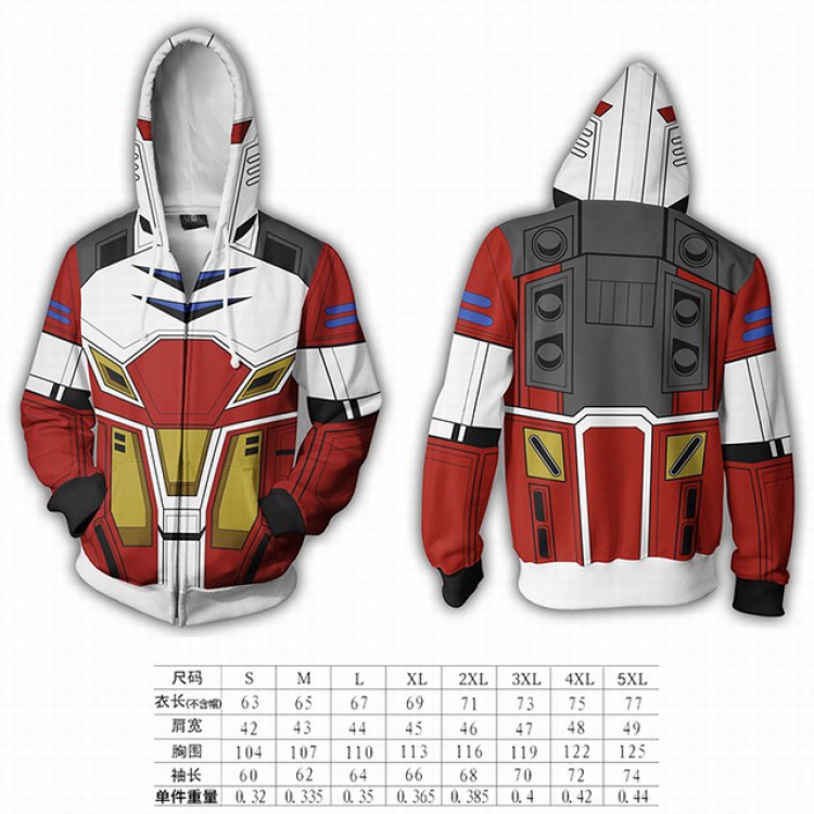 Gundam hooded zipper sweater coat S M L XL 2XL 3XL 4XL 5XL price for 2 pcs preorder 3 days GD-18