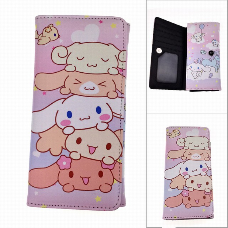 Cinnamoroll Pink Full color button PU long wallet wallet