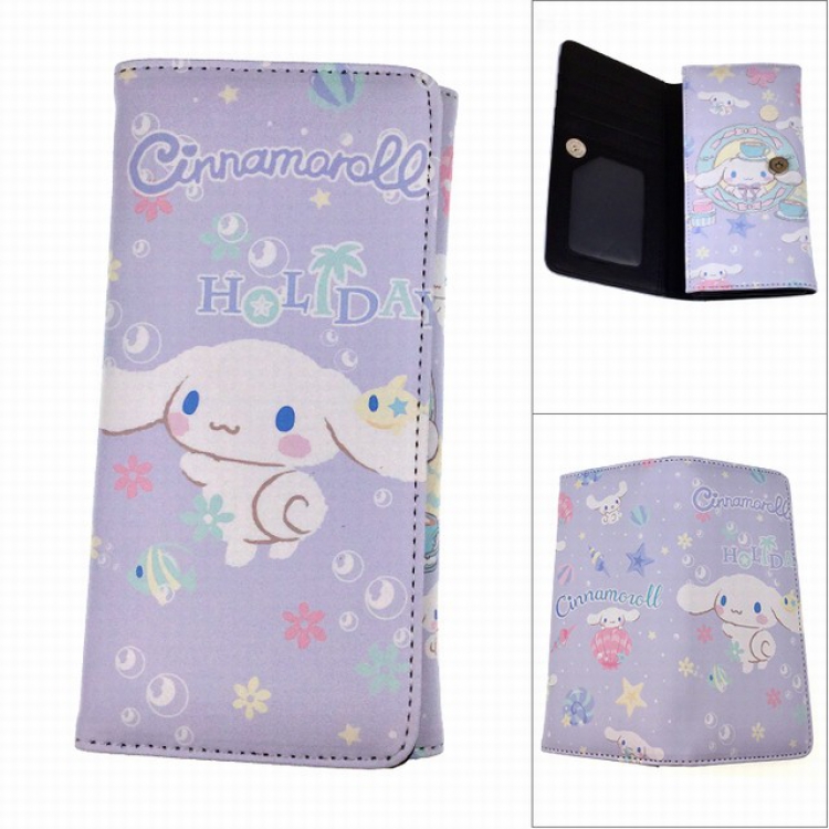 Cinnamoroll purple Full color button PU long wallet wallet