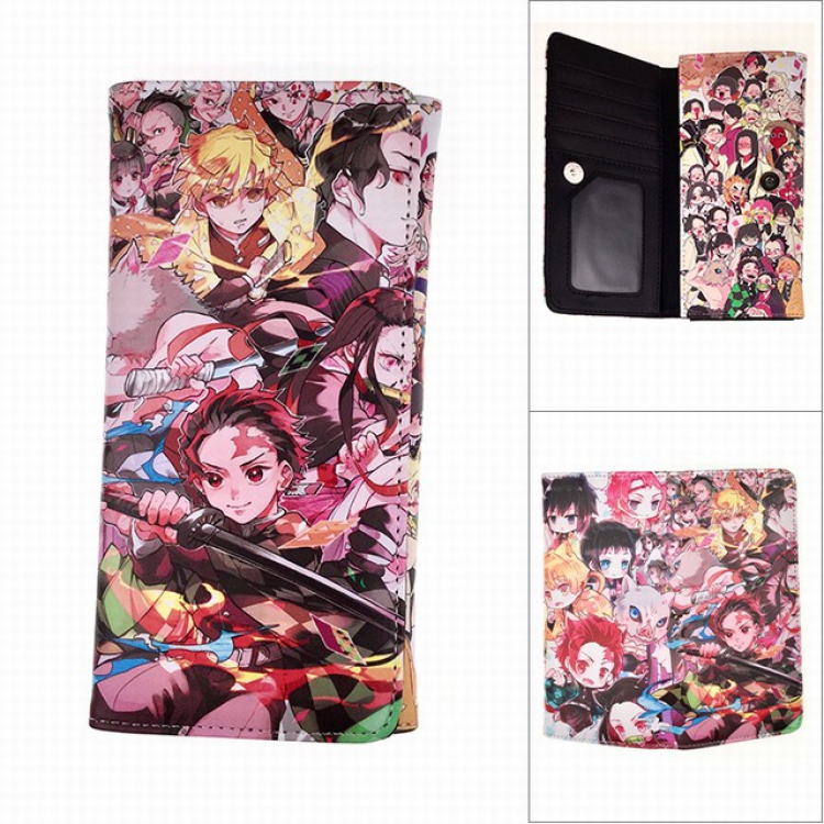 Demon Slayer Kimets Kamado Tanjirou Full color button PU long wallet wallet