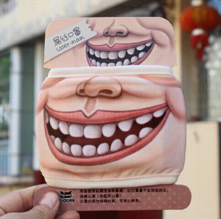 Big teeth creative funny expression cotton masks a set price for 5 pcs