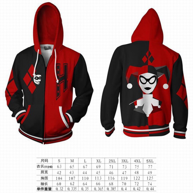 Birds of Prey Harley Quinn hooded zipper sweater coat S M L XL 2XL 3XL 4XL 5XL price for 2 pcs preorder 3 days