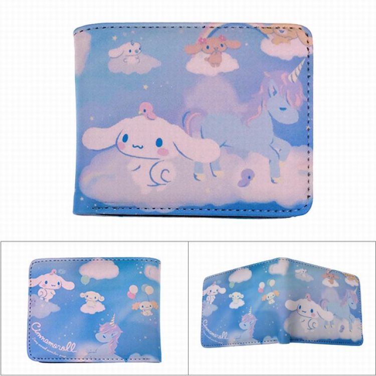 Cinnamoroll Sky Blue Full color PU twill two fold short wallet