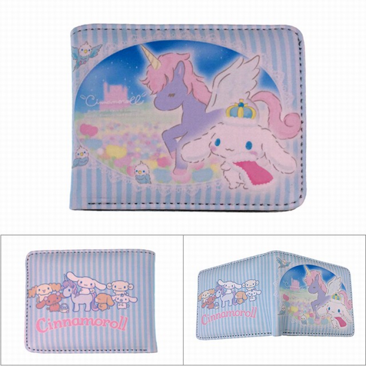 Cinnamoroll Unicorn Full color PU twill two fold short wallet