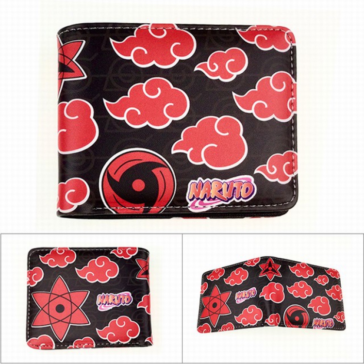 Naruto Full color PU twill two fold short wallet