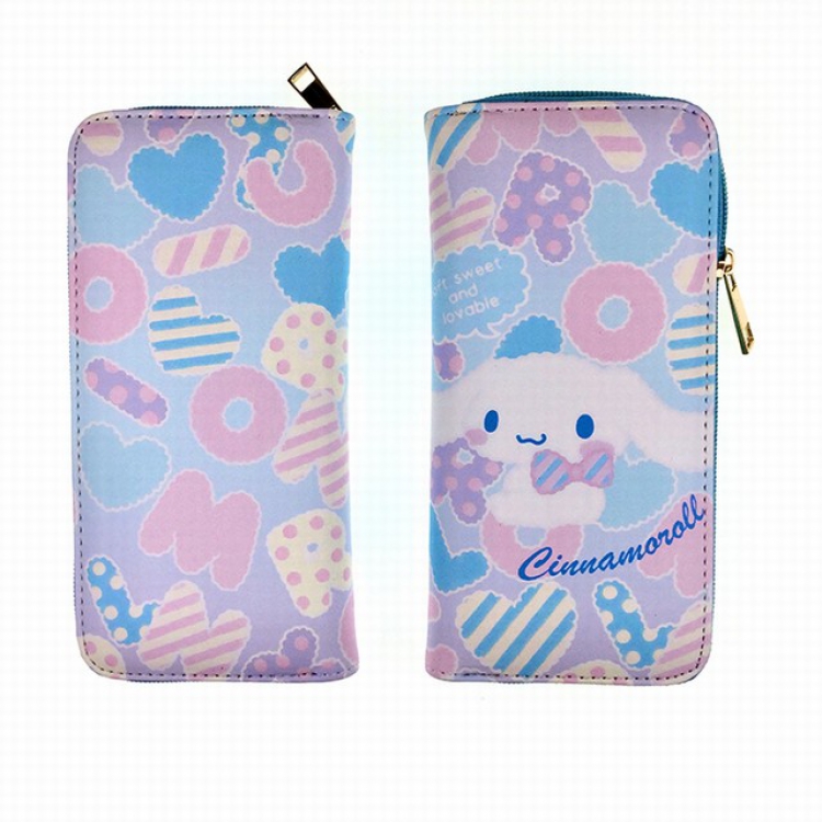 Cinnamoroll Full Color PU twill two-fold zipper long wallet