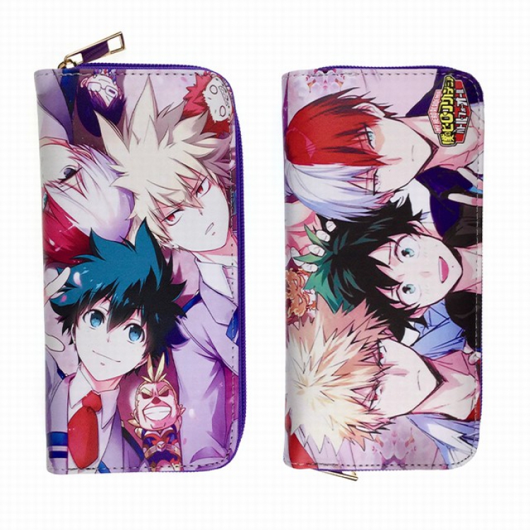 My Hero Academia Full Color PU twill two-fold zipper long wallet