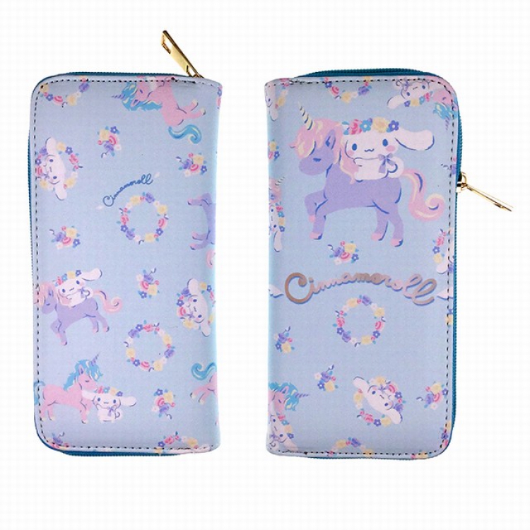 Cinnamoroll Unicorn Full Color PU twill two-fold zipper long wallet