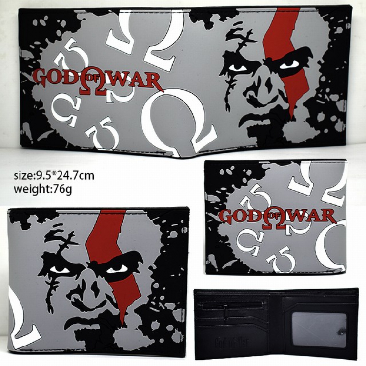 God of War Short two-fold silicone wallet 9.5X24.7CM 76G