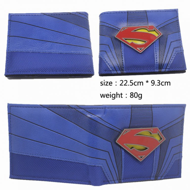 Superman Blue short two fold wallet 22.5X9.3CM 80G