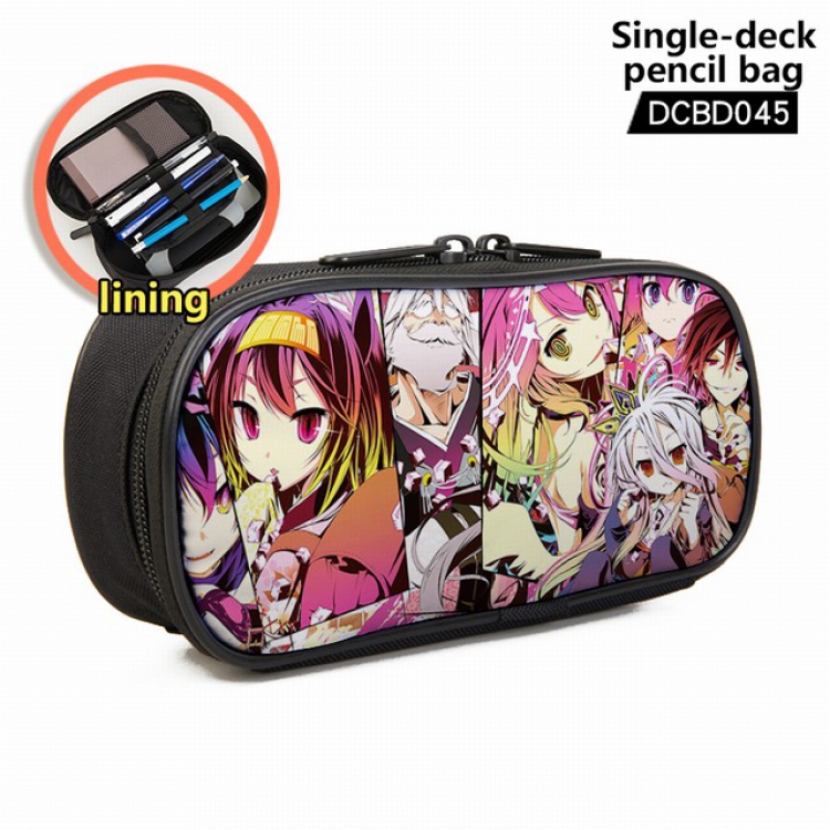 No Game No life Anime single layer waterproof pen case 25X7X12CM -DCBD045