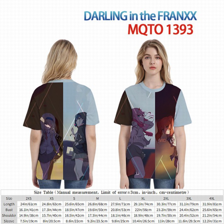 DARLING in the FRANXX Full color short sleeve t-shirt 9 sizes from 2XS to 4XL MQTO-1393