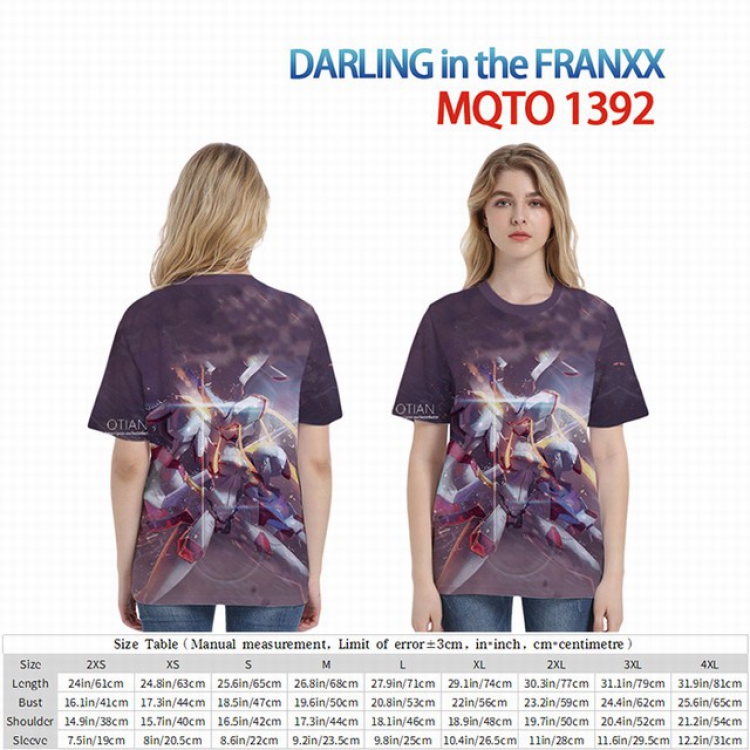 DARLING in the FRANXX Full color short sleeve t-shirt 9 sizes from 2XS to 4XL MQTO-1392