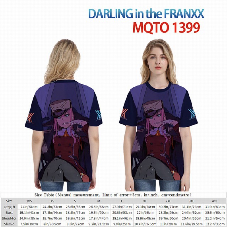 DARLING in the FRANXX Full color short sleeve t-shirt 9 sizes from 2XS to 4XL MQTO-1399