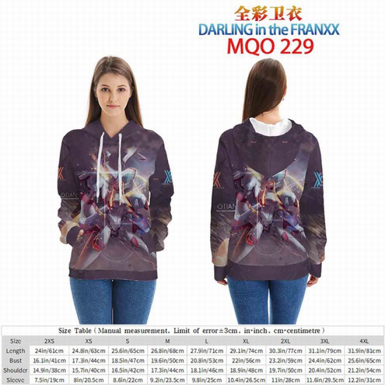 DARLING in the FRANXX Full Color Patch pocket Sweatshirt Hoodie EUR SIZE 9 sizes from XXS to XXXXL MQO229