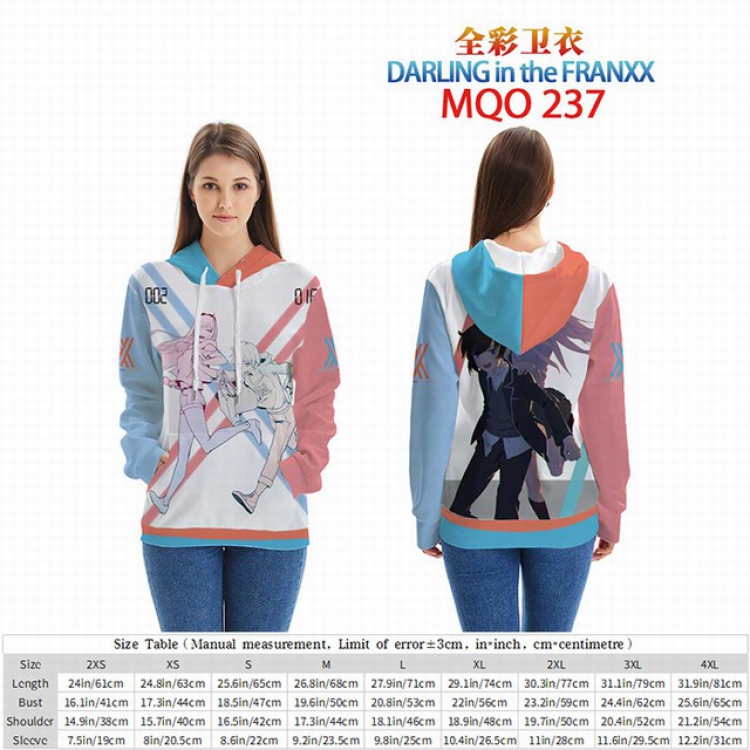 DARLING in the FRANXX Full Color Patch pocket Sweatshirt Hoodie EUR SIZE 9 sizes from XXS to XXXXL MQO237