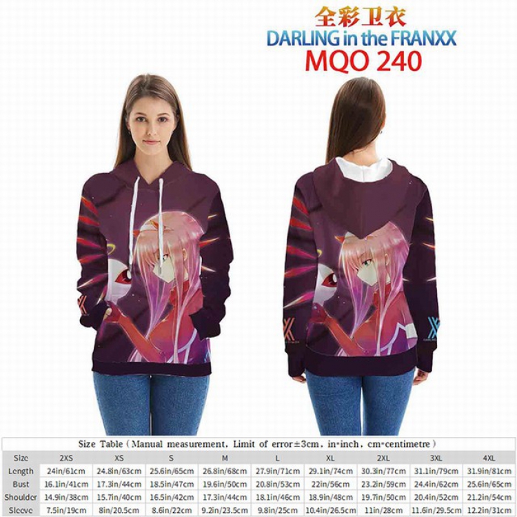 DARLING in the FRANXX Full Color Patch pocket Sweatshirt Hoodie EUR SIZE 9 sizes from XXS to XXXXL MQO240