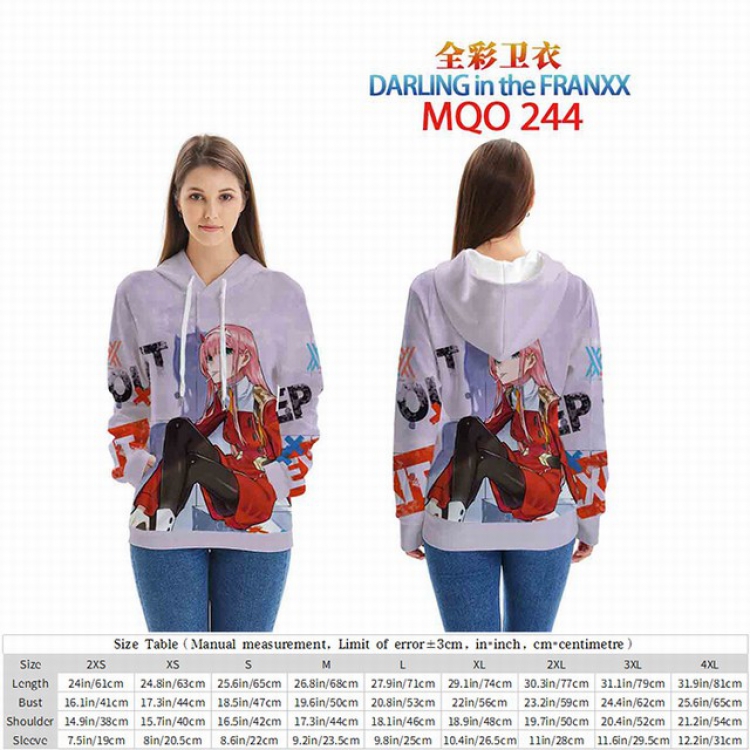 DARLING in the FRANXX Full Color Patch pocket Sweatshirt Hoodie EUR SIZE 9 sizes from XXS to XXXXL MQO244