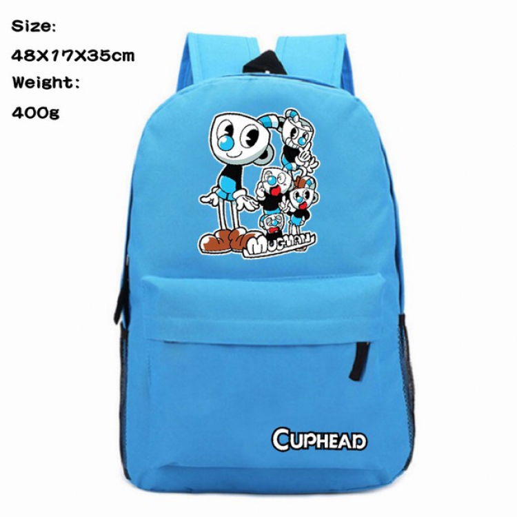 Cuphead Blue Anime 600D Canvas Backpack 48X17X35CM 400G
