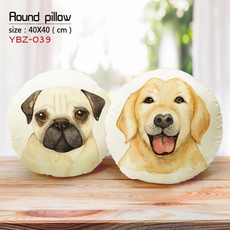Dog Full Color Fine plush round pillow 40X40CM YBZ039