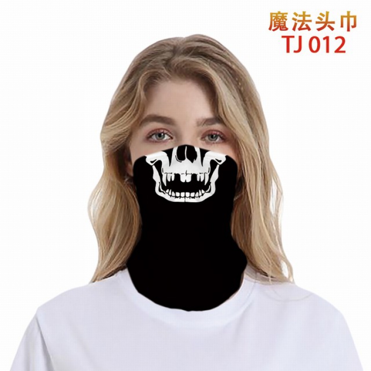TJ-012-Personalized human skeleton facial expression color printing magic turban scarf