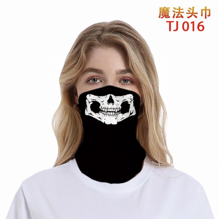 TJ-016-Personalized human skeleton facial expression color printing magic turban scarf