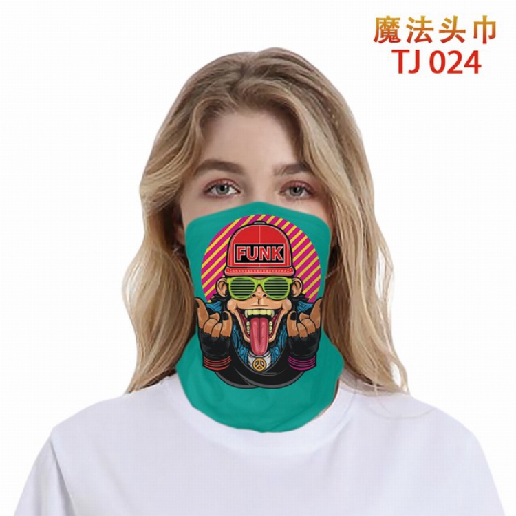 TJ-1024-Personalized facial expression color printing magic turban scarf
