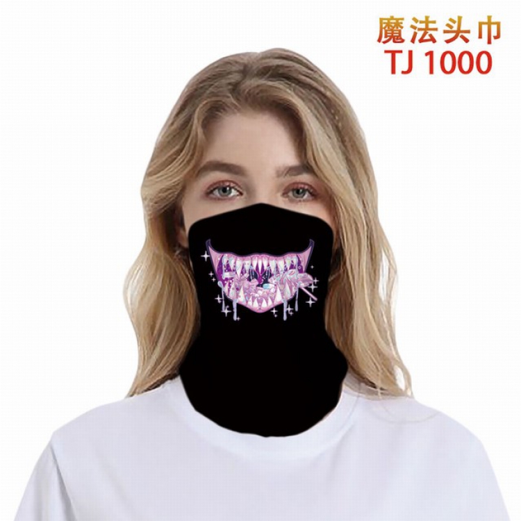 TJ-1000-Personalized facial expression color printing magic turban scarf