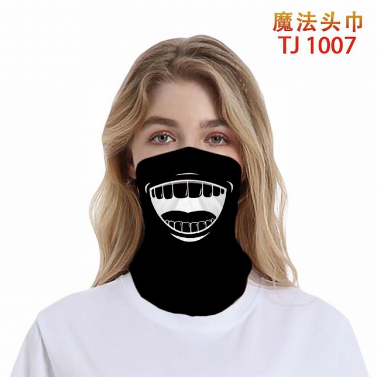 TJ-1007-Personalized facial expression color printing magic turban scarf