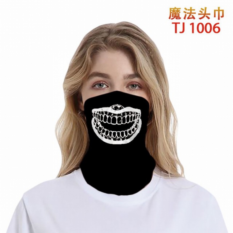 TJ-1006-Personalized facial expression color printing magic turban scarf