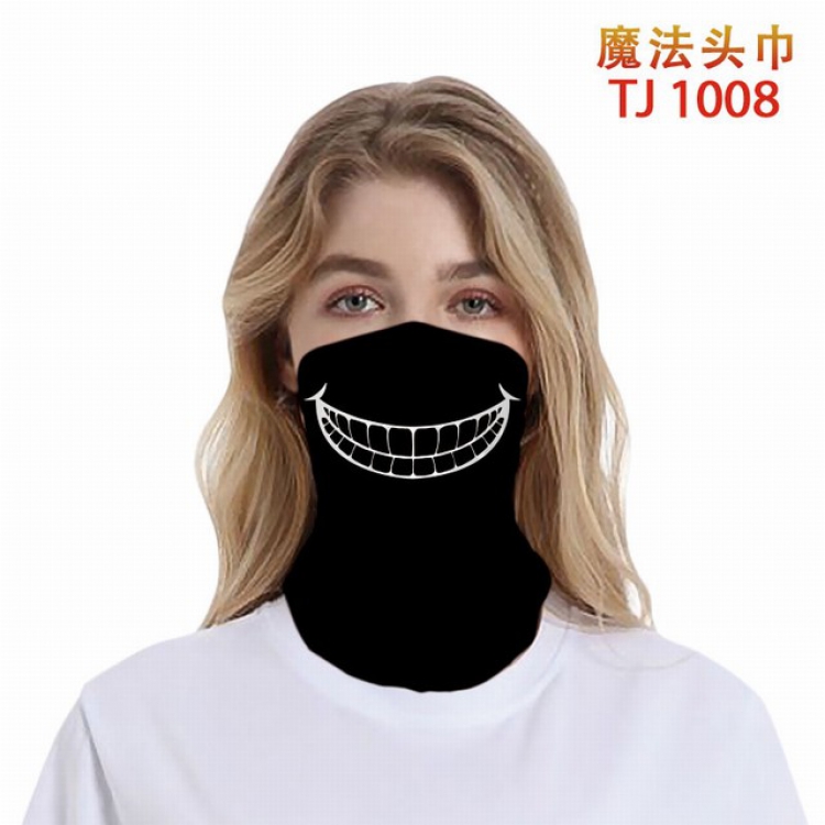 TJ-1008-Personalized facial expression color printing magic turban scarf