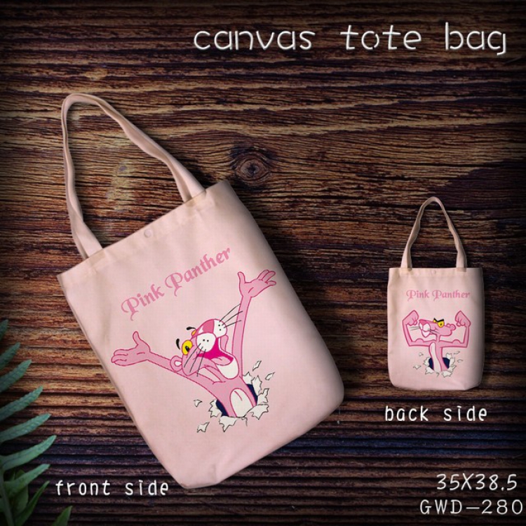 GWD280-Pink Panther Canvas tote bag 35X38.5CM (Can be customized for a single model)