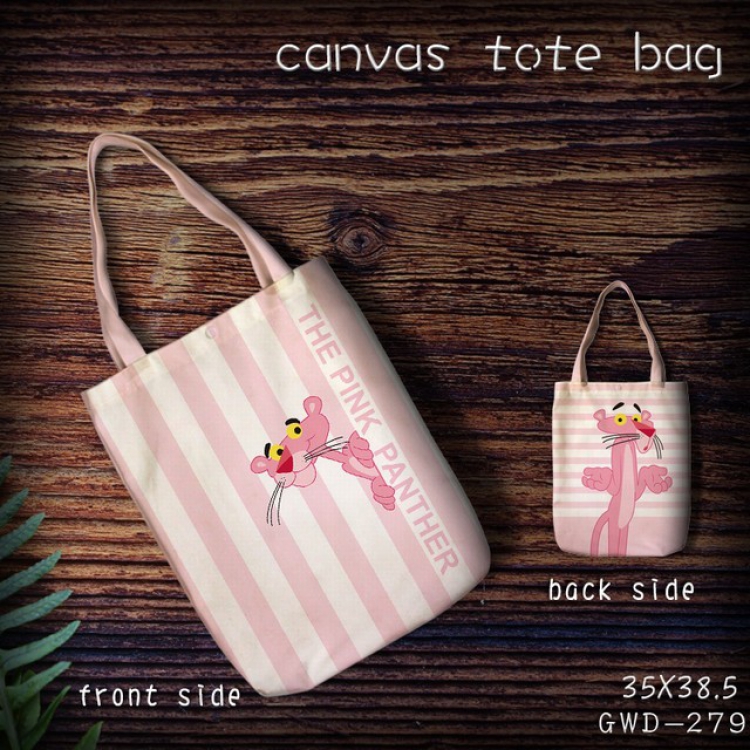 GWD279-Pink Panther Canvas tote bag 35X38.5CM (Can be customized for a single model)