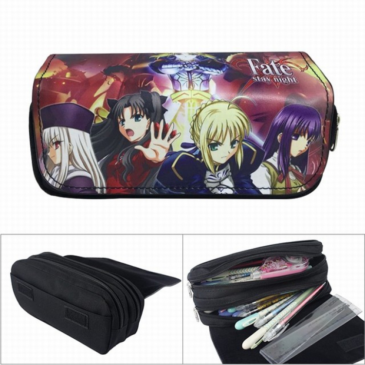 Fate Stay Night Anime double layer multifunctional canvas pencil bag wallet  20X9X6.5CM 100G