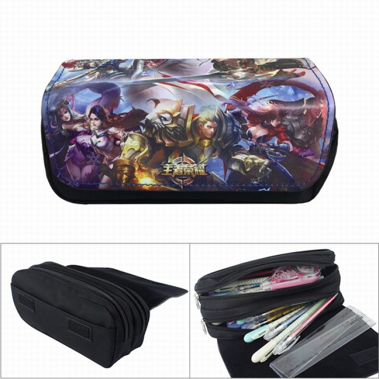 King Glory Anime double layer multifunctional canvas pencil bag wallet  20X9X6.5CM 100G