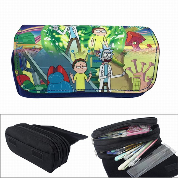 Rick and Morty Anime double layer multifunctional canvas pencil bag wallet  20X9X6.5CM 100G