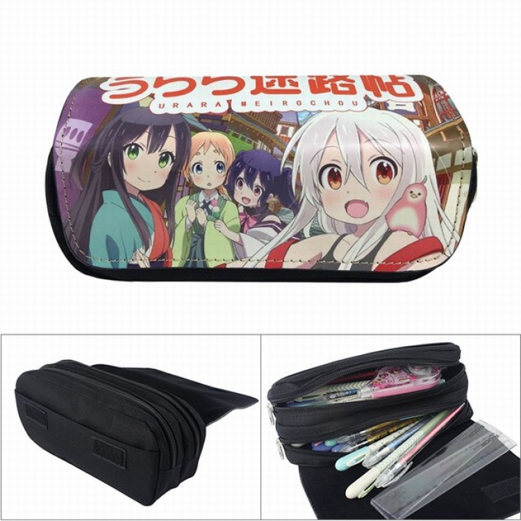 Urara Meirochou Anime double layer multifunctional canvas pencil bag wallet  20X9X6.5CM 100G