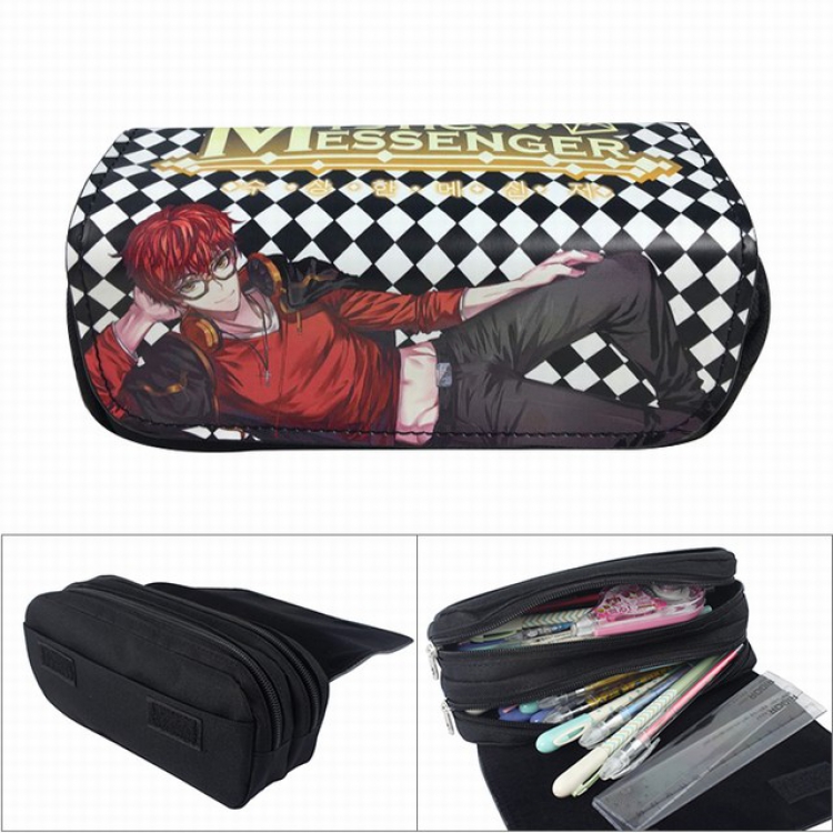 Mystic Messenger Anime double layer multifunctional canvas pencil bag wallet  20X9X6.5CM 100G